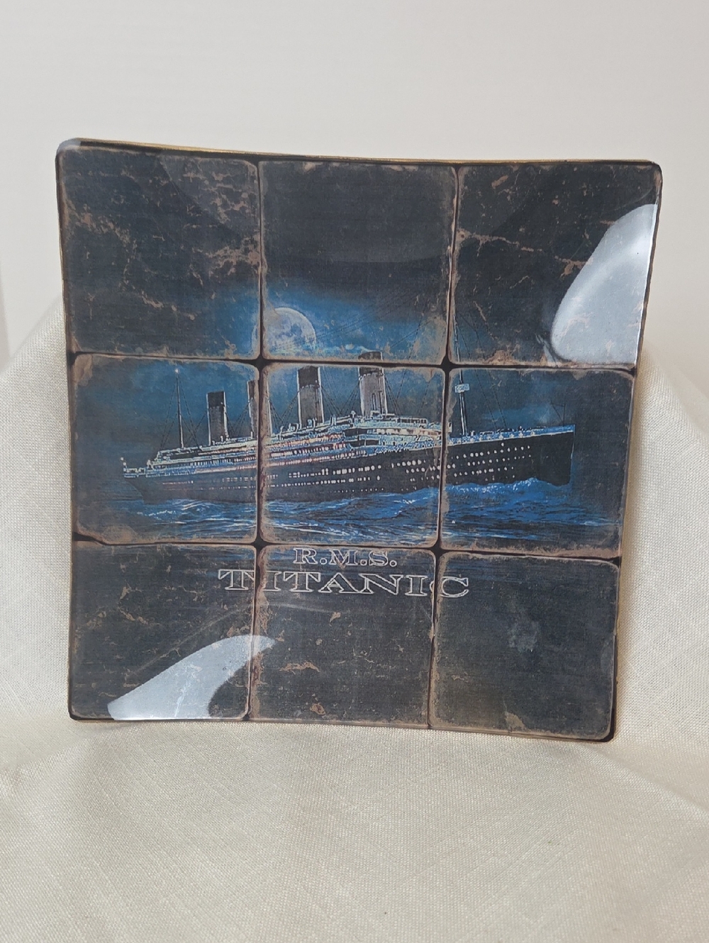 R.M.S. Titanic Decorative Tile Art - Blue/Black